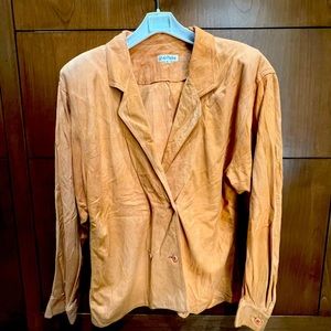 Vintage suede crossover closure blouse